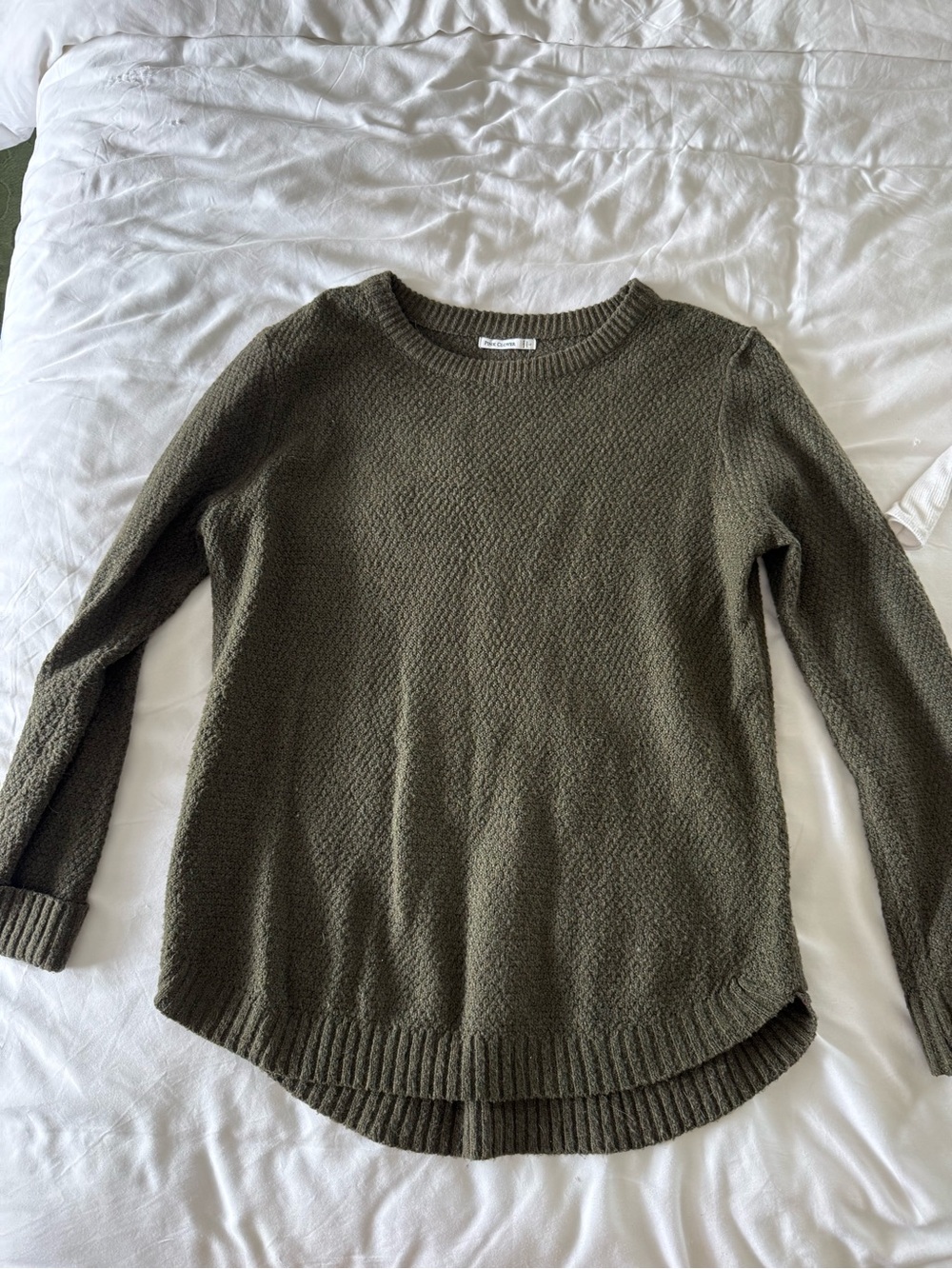 Pink Clover Olive Knit Crewneck Sweater